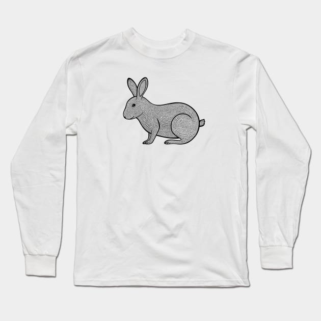 Rabbit Ink Art - cool and cute animal design (on white) Long Sleeve T-Shirt by Green Paladin